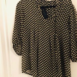 Blouse with hearts, navy background